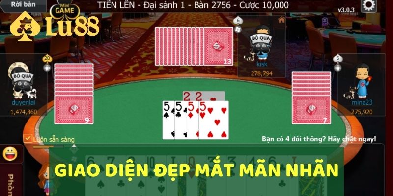 Giao diện đẹp mắt của Tiến Lên tại LU88