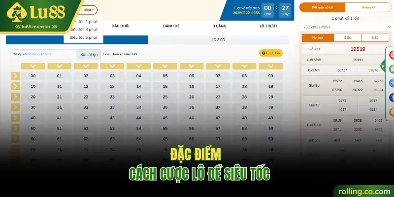 Đặc điểm của cách cược lô đề siêu tốc